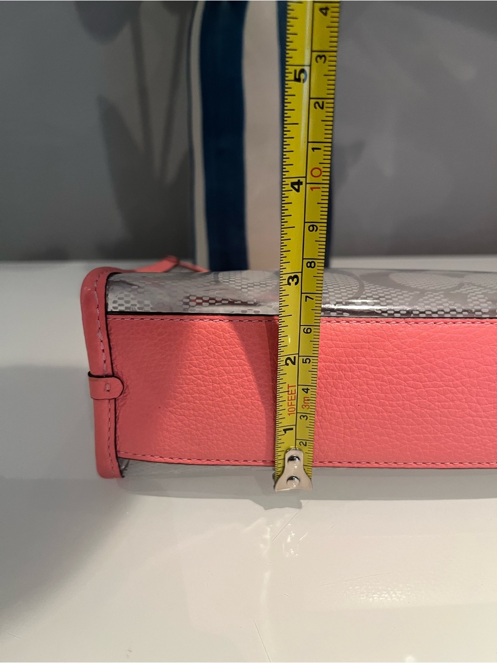 Coach Clear Wristlet with Coral Trim and Signature Print - Picture 11 of 14